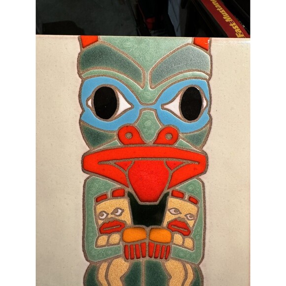 VTG 1988 Santa Fe Art Tile Beaver Totem 6”x8” KWAKUITL Arius Hand Painted Rare!! - Picture 3 of 6